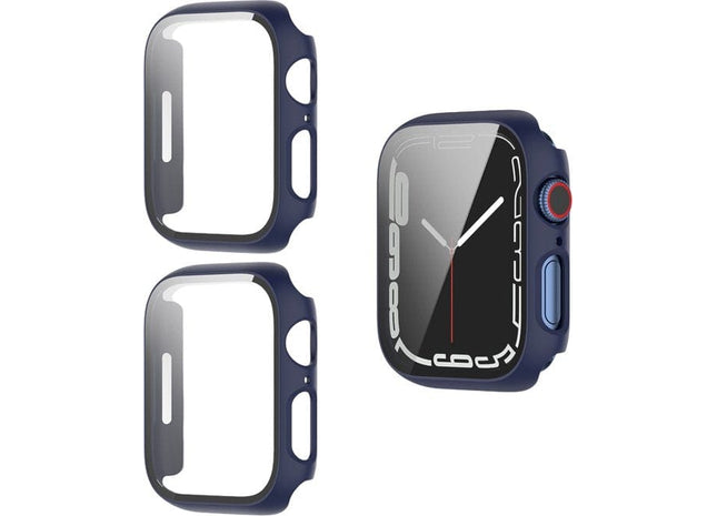 Bumper Screenprotector Set Geschikt Voor Apple Watch Series 8/ 7 45mm - 2 Stuks - Donkerblauw