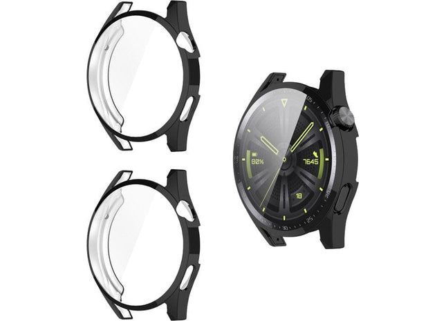 Bumper Screenprotector Set Geschikt Voor Huawei Watch GT 3 46mm - 2 Stuks - Zwart