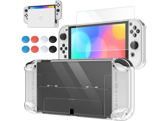 Clear Case & Screen Protector geschikt voor Nintendo Switch OLED - Transparant