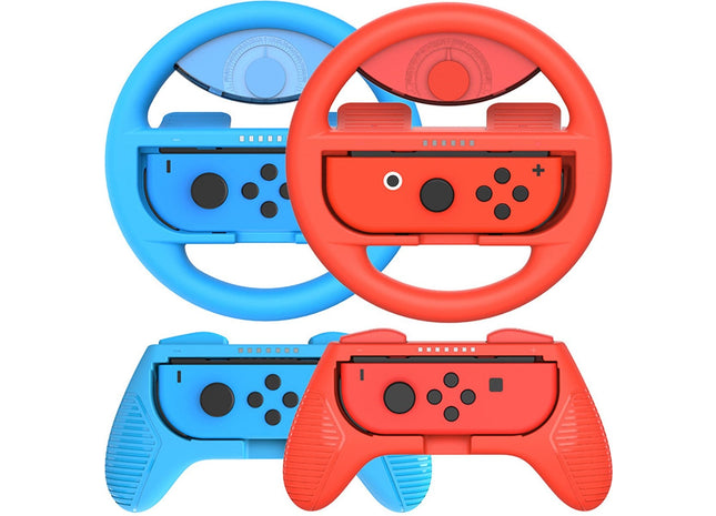 Controller Grip Set Geschikt Voor Nintendo Switch Joy - Rood/ Blauw