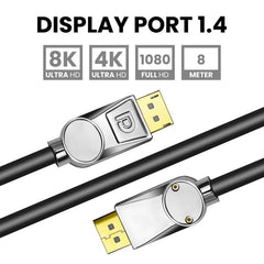 Displayport 1.4 Kabel Zilver 8 Meter – 8K 60Hz – 4K 144 Hz