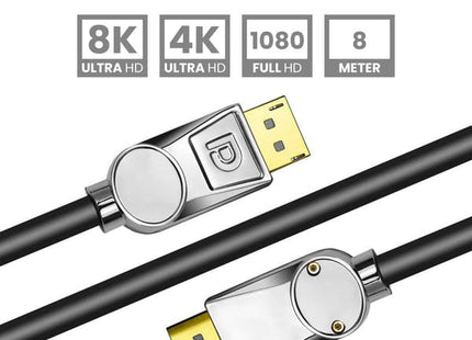 Displayport 1.4 Kabel Zilver 8 Meter – 8K 60Hz – 4K 144 Hz