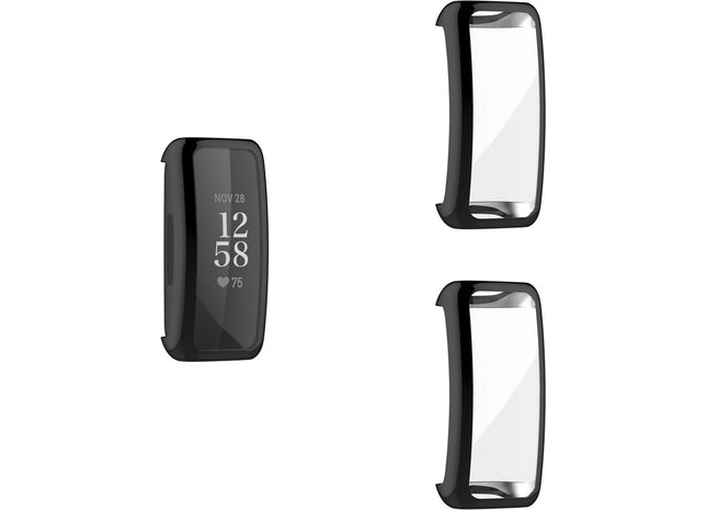 Full Cover Screen Protector Bumper Set Geschikt Voor Fitbit Inspire 3 - 2 Stuks - Zwart