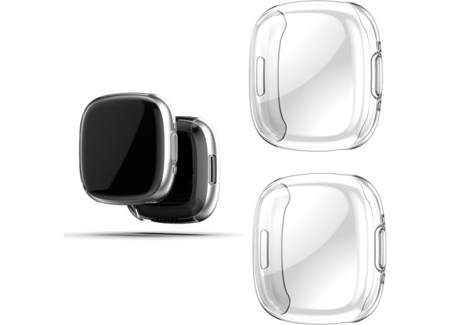 Full Cover Screen Protector Bumper Set Geschikt Voor Fitbit Versa 4 - 2 Stuks - Transparant