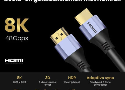 HDMI 2.1 Ultra High Speed Kabel 2 meter – Paars