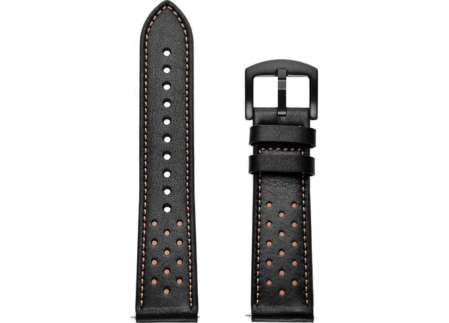 Leren Bandje 20mm Geschikt Voor Samsung Galaxy Watch 5, Pro, 4, 3 & Active 2 - Zwart/Bruin
