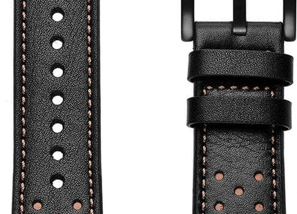 Leren Bandje 22mm - Geschikt Voor Geschikt Voor Samsung Galaxy Watch 46mm, Galaxy Watch 3 45mm, Gear S3 - Zwart/Bruin