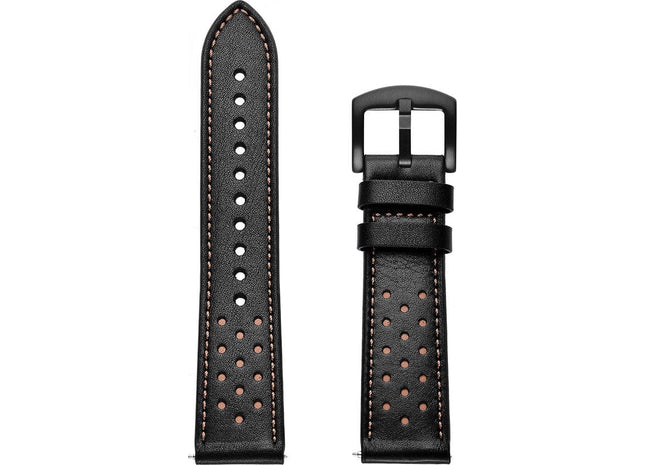 Leren Bandje 22mm - Geschikt Voor Geschikt Voor Samsung Galaxy Watch 46mm, Galaxy Watch 3 45mm, Gear S3 - Zwart/Bruin