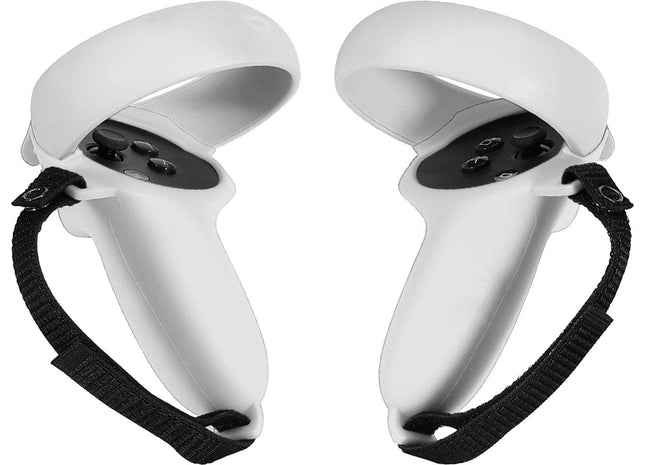 Siliconen Case met Strap Geschikt Voor Oculus Quest 2 Touch Controller - Wit