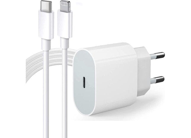 Snellader 20W met Oplaadkabel Geschikt voor iPhone 14, Pro, Pro Max - Quick Charge - 1 Meter